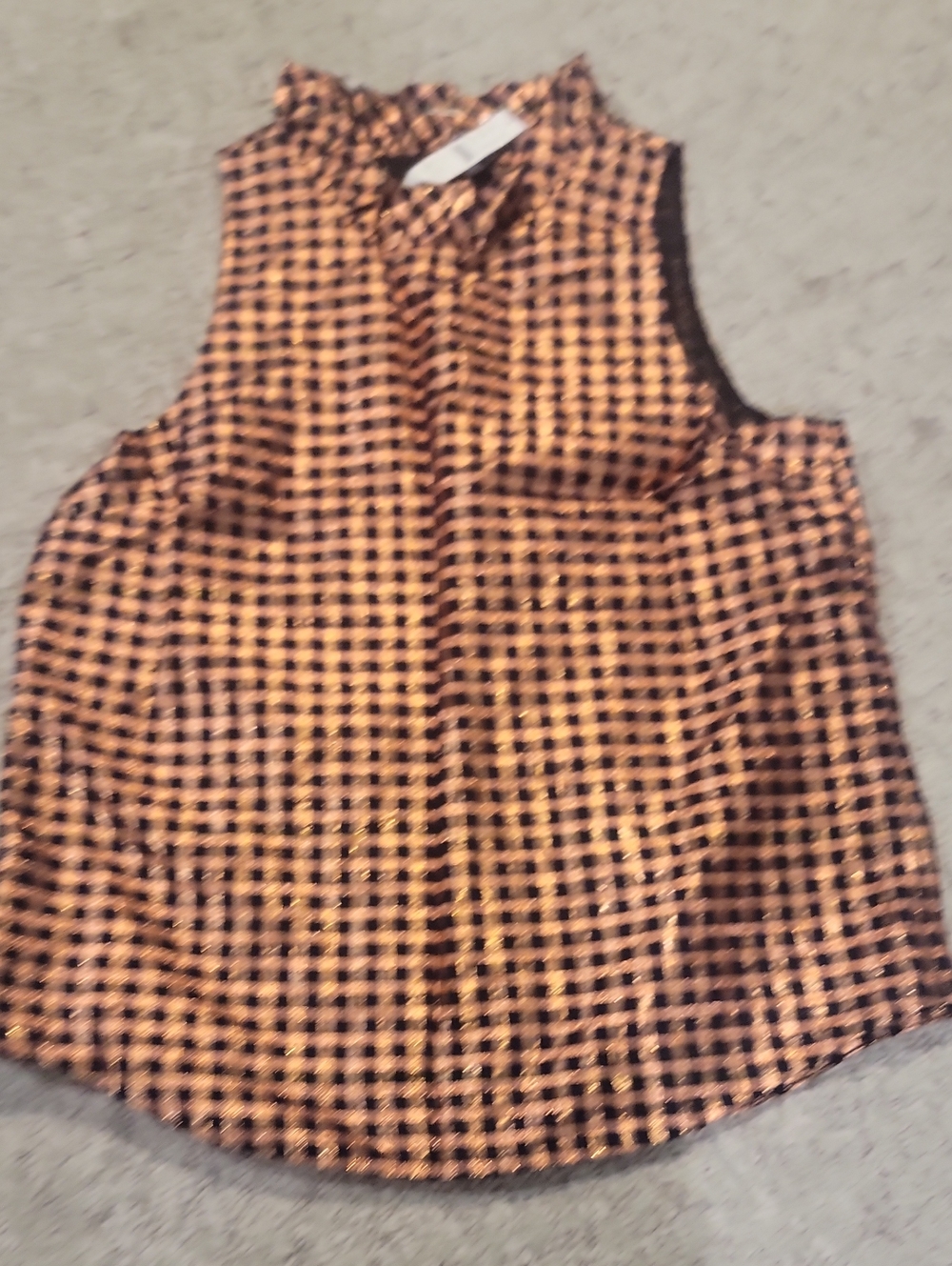 J. Crew Sleeveless Checkered Tank in Orange and Black